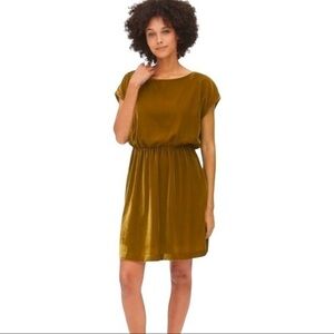 Gap Mustard‎ Yellow Velvet Skater Mini Dress Small Tall